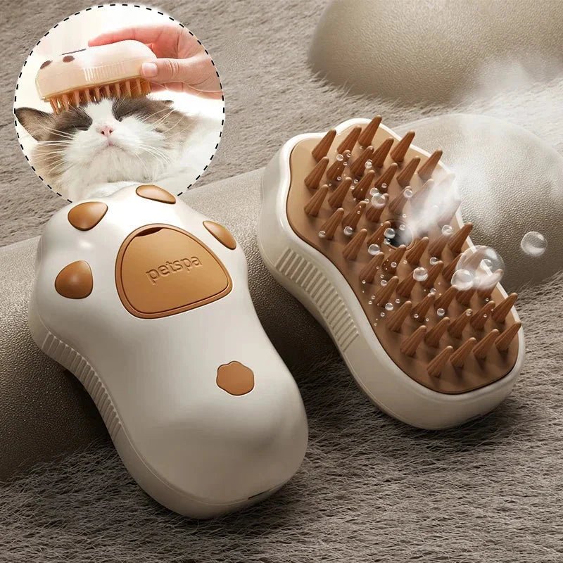 Electric Cat Steam Brush β 3 - In - 1 Pet Grooming Comb with Water Spray for Cats and Dogs, USB Rechargeable - PetAndCamping
