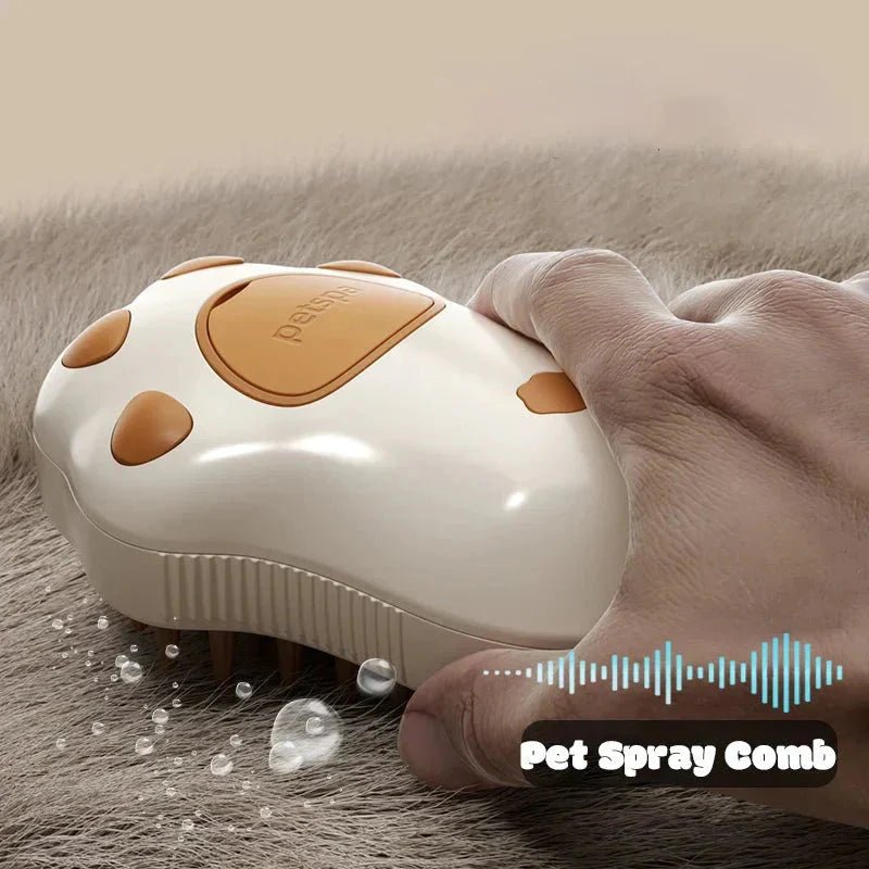 Electric Cat Steam Brush β 3 - In - 1 Pet Grooming Comb with Water Spray for Cats and Dogs, USB Rechargeable - PetAndCamping