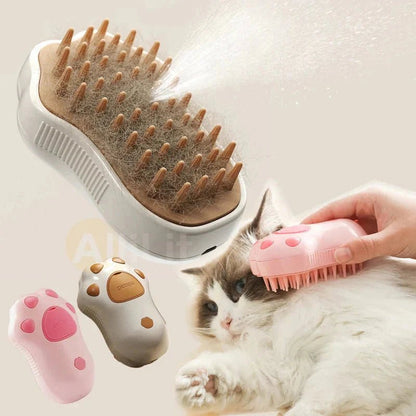 Electric Cat Steam Brush – 3 - In - 1 Pet Grooming Comb with Water Spray for Cats and Dogs, USB Rechargeable - PetAndCamping