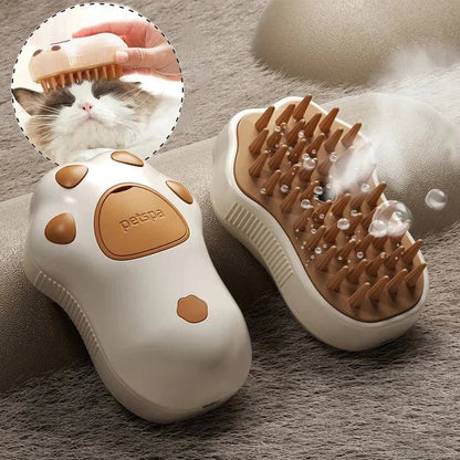 Electric Cat Steam Brush – 3 - In - 1 Pet Grooming Comb with Water Spray for Cats and Dogs, USB Rechargeable - PetAndCamping